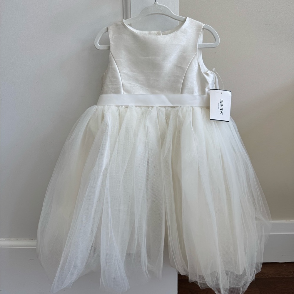 David's Bridal Ivory Tulle Flower Girl Dress - 3T